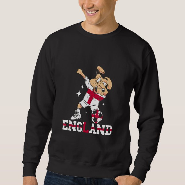 Sweatshirt Angleterre Chien Dabbing Football Drapeau Fierté F (Devant)