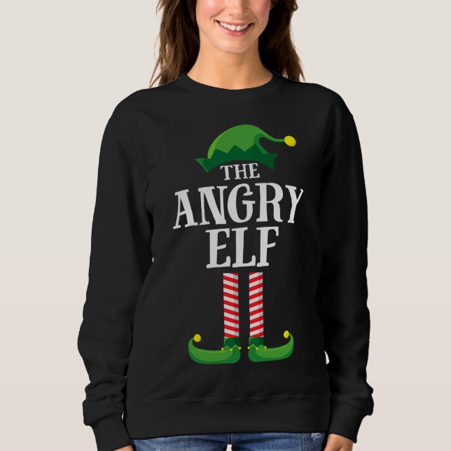 Sweatshirt Angry Elf Correspondant Famille Noël (Devant)