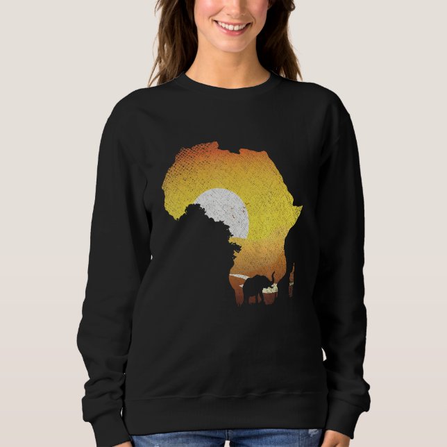 Sweatshirt Animal Africa Safari Savanna Sunset Elephant (Devant)