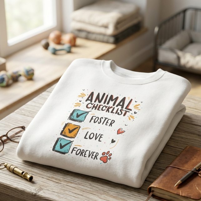 Sweatshirt Animal Checklist Foster Love Forever Rescue Gift (Pet foster love sweatshirt)
