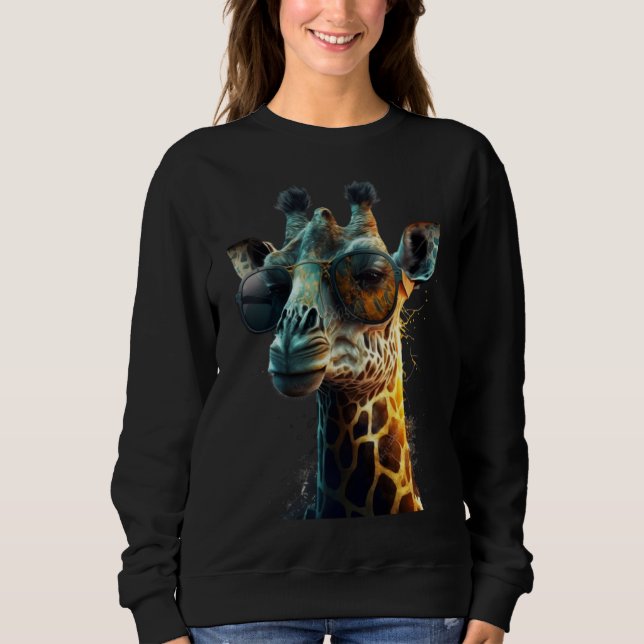Sweatshirt animal  giraffe with stylish sunglasses (Devant)