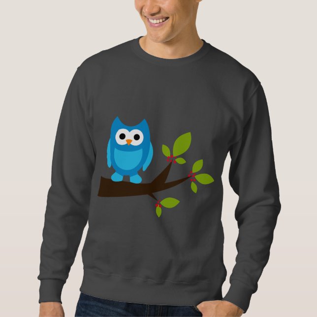 Sweatshirt Animal mignon bleu de bande dessinée d'arbre (Devant)