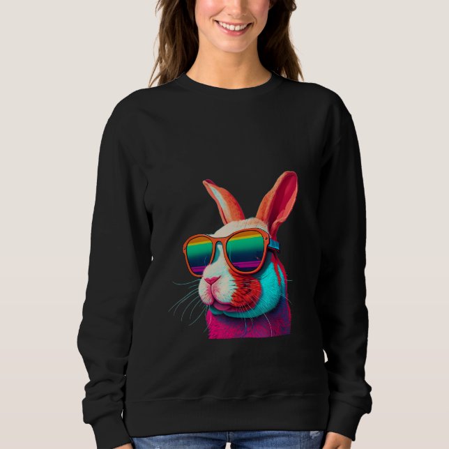 Sweatshirt Animals Graphic  Bunny Wearing Sunglasses 3 (Devant)