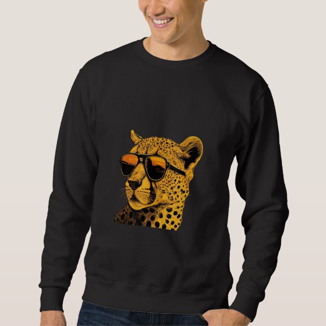 Sweatshirt Animals Graphic  Cheetah Wearing Sunglasses 2 (Devant)