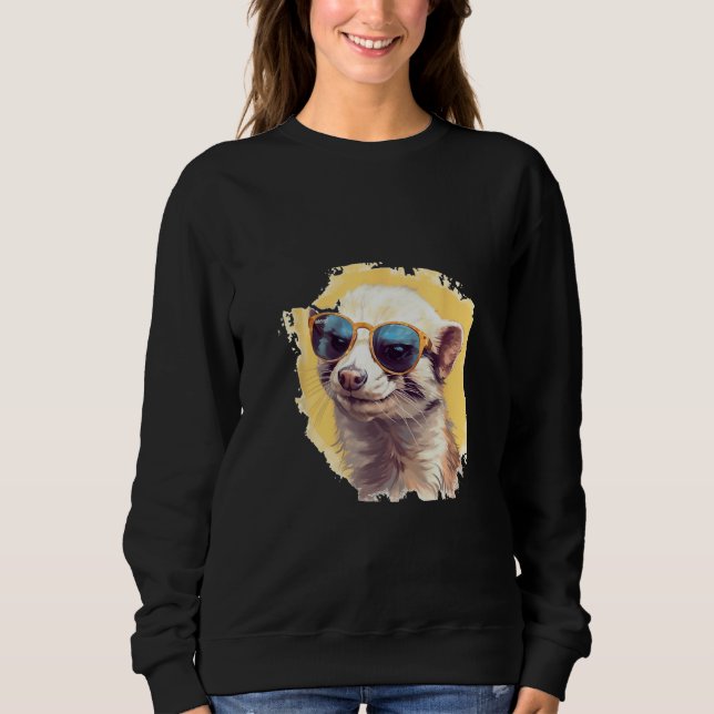 Sweatshirt Animals Graphic  Ferret Wearing Sunglasses 2 (Devant)