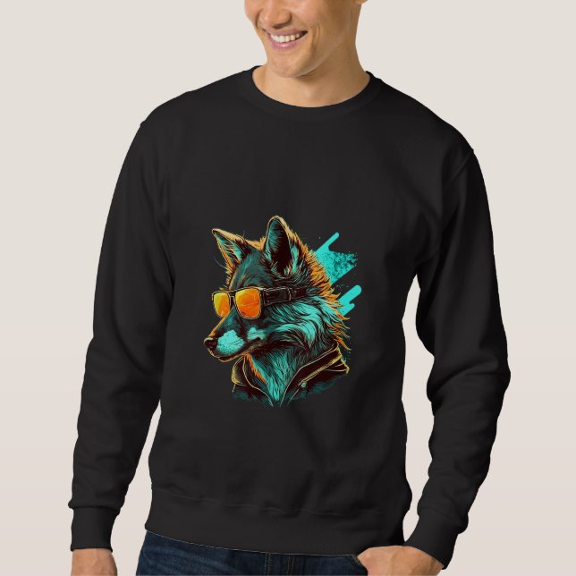 Sweatshirt Animals Graphic  Wolf Wearing Sunglasses (Devant)