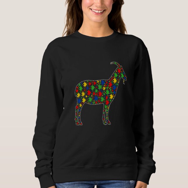 Sweatshirt Animaux de chèvre amusants Puzzle Pièces Sensibili (Devant)