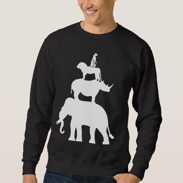 Sweatshirt Animaux sauvages empilés Afrique Jungle Safari Sav (Devant)