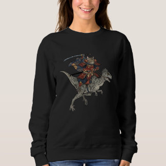 Sweatshirt Anime Cat Funny Samurai Cat Riding Dinosaur Veloci