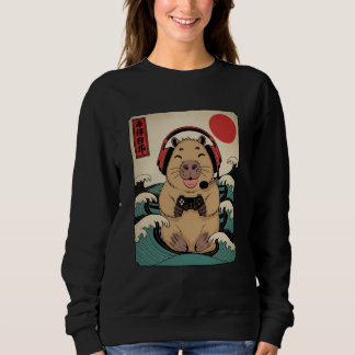 Sweatshirt Anime Gamer Capybara Japanese Art Gaming Gifts Men
