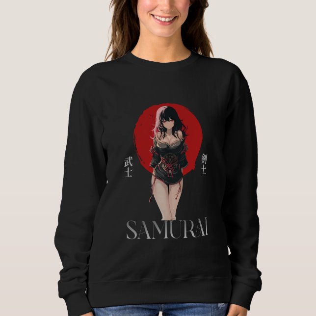 Sweatshirt Anime Grunge Waifu Samurai Emo Japanese Anime Girl (Devant)