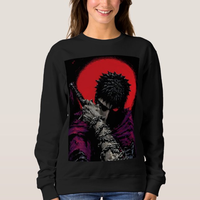 Sweatshirt Anime Guerrier Épée Lune Rouge Art Hug (Devant)