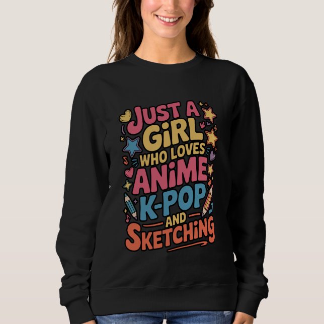 Sweatshirt Anime K-Pop Sketching Cute Girl Art (Devant)