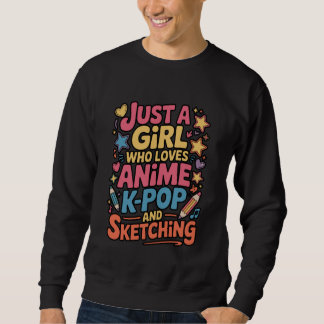 Sweatshirt Anime K-Pop Sketching Cute Girl Art