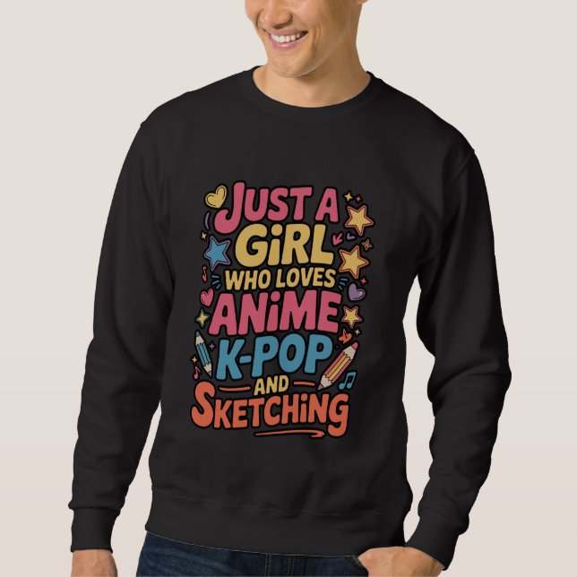 Sweatshirt Anime K-Pop Sketching Cute Girl Art (Devant)