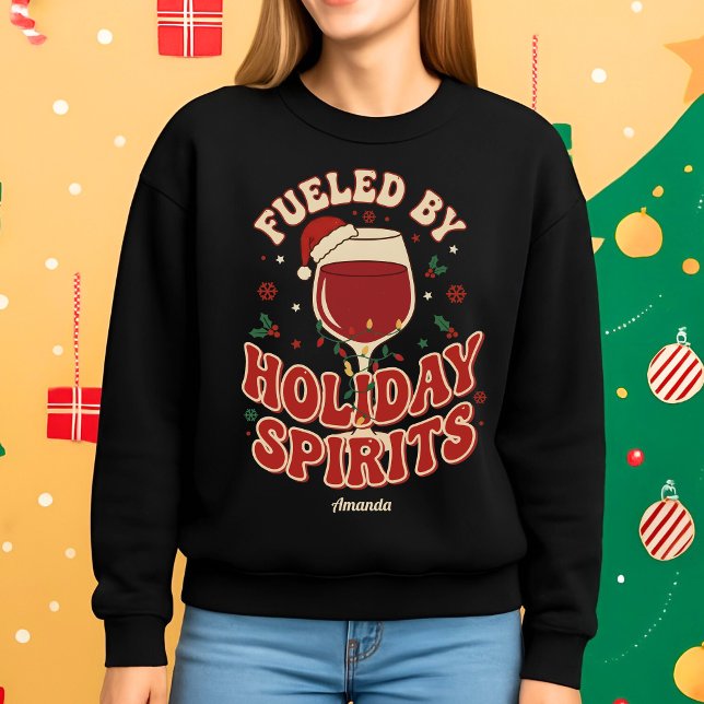 Sweatshirt Animé par l'esprit de Noël Drôle de vin Noël (Créateur téléchargé)