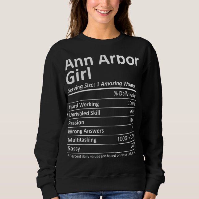 Sweatshirt Ann Arbor Girl Mi Michigan City Accueil Racines Us (Devant)