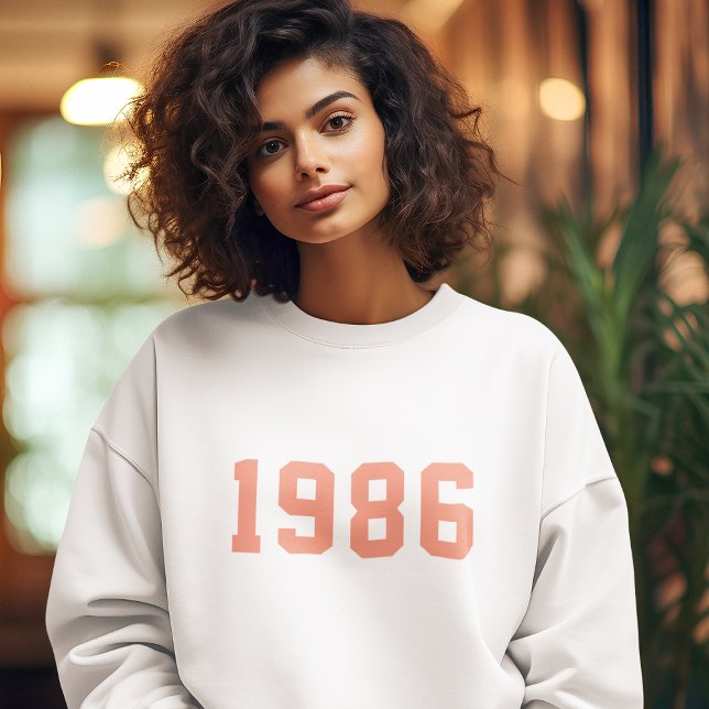 Sweatshirt Année Anniversaire | Personnalisé Coral rose moder (Créateur téléchargé)