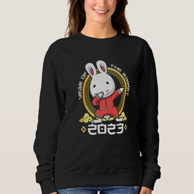 Sweatshirt Année Dabbing du lapin 2023 chinois Zodiac Sig (Devant)
