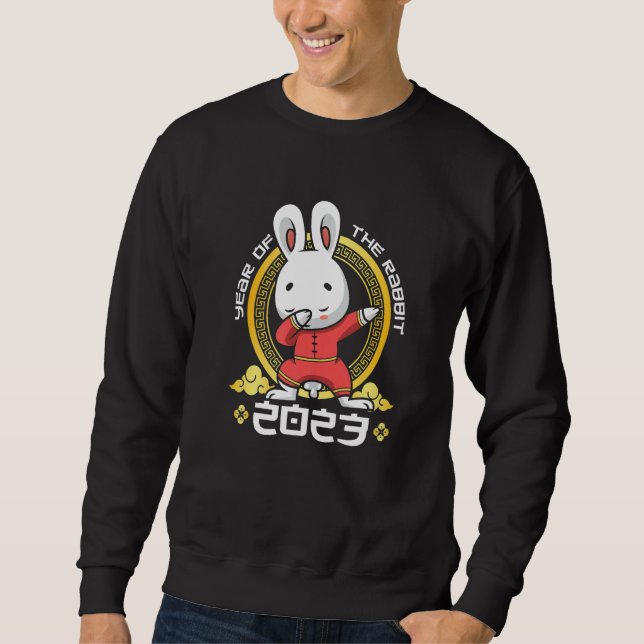 Sweatshirt Année Dabbing du lapin 2023 chinois Zodiac Sig (Devant)