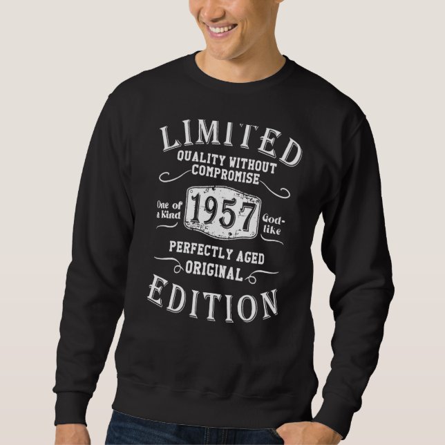 Sweatshirt Anniversaire Année 1957 Grunge usagé Vintage 1 (Devant)