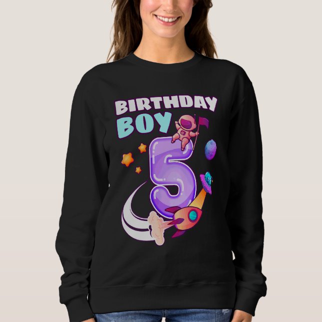 Sweatshirt Anniversaire de enfant Garçon 5 ans Ancienne fusée (Devant)