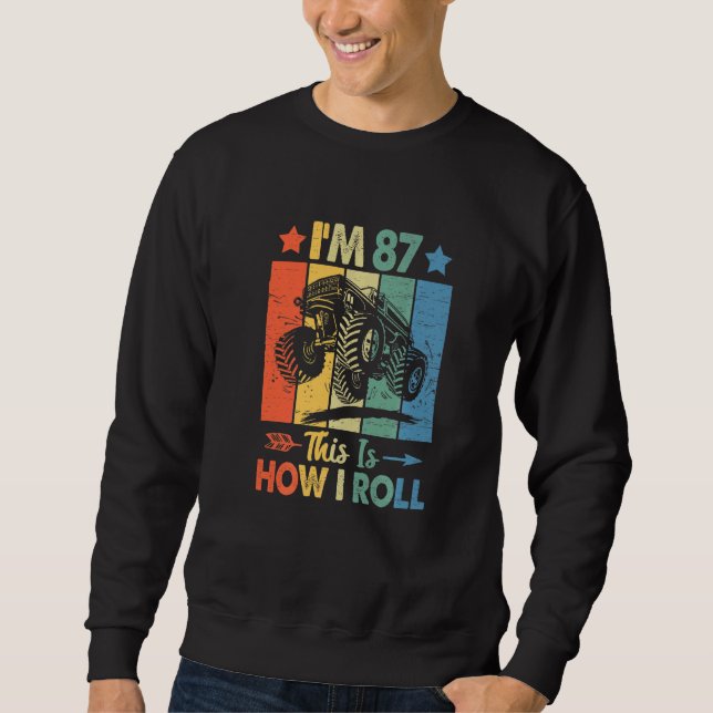 Sweatshirt Anniversaire du Trucker Retro Voici comment je rou (Devant)