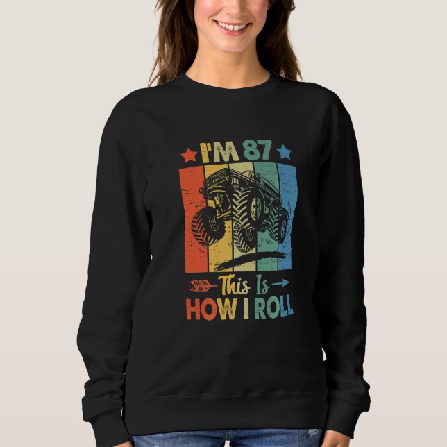 Sweatshirt Anniversaire du Trucker Retro Voici comment je rou (Devant)