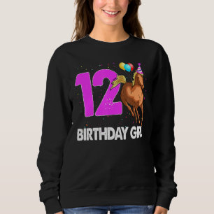 Sweatshirt Anniversaire Fille 12 équitation cavalier Horse Lo