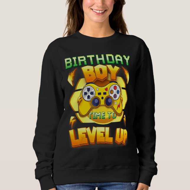 Sweatshirt Anniversaire Garçon C'est L'heure De Passer Au Niv (Devant)