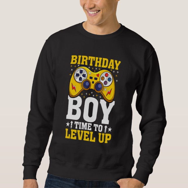 Sweatshirt Anniversaire garçons Il est temps d'aplanir le jeu (Devant)