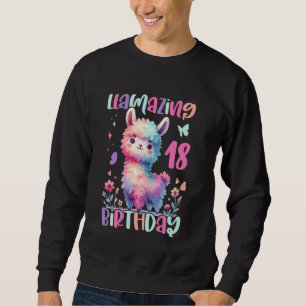 Sweatshirt Anniversaire Llamazing 18 Ans Lama Famille Fête Al