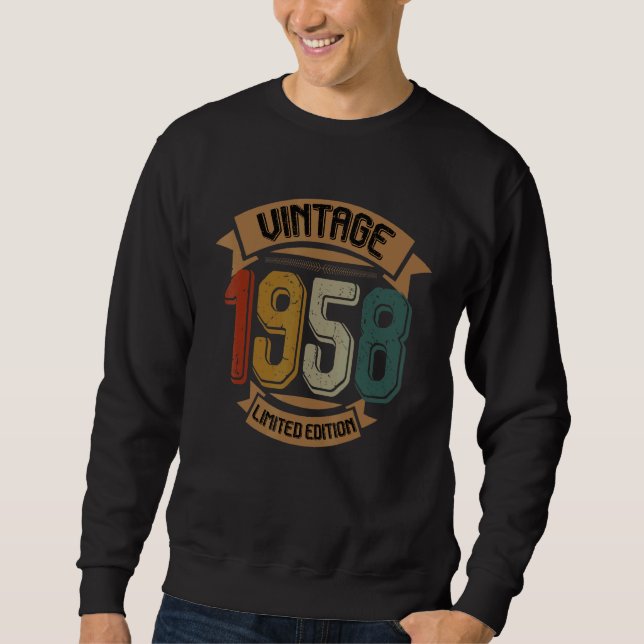 Sweatshirt Anniversaire Né En 1958 Vintage (Devant)