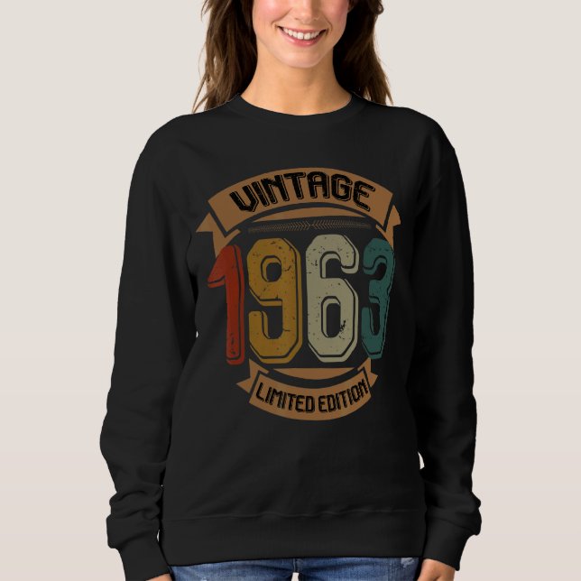 Sweatshirt Anniversaire Né En 1963 Vintage (Devant)