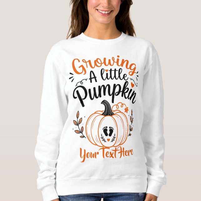 Sweatshirt Annonce de grossesse Petite Citrouille en Route (Devant)