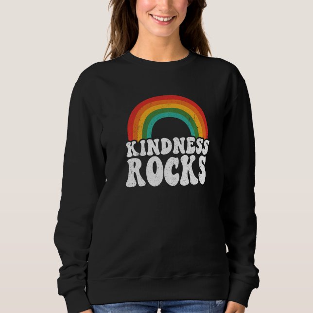 Sweatshirt Anti Bullying Hippie Retro Teacher Rainbow Kindnes (Devant)