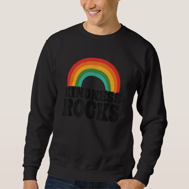 Sweatshirt Anti Bullying Hippie Retro Teacher Rainbow Kindnes (Devant)