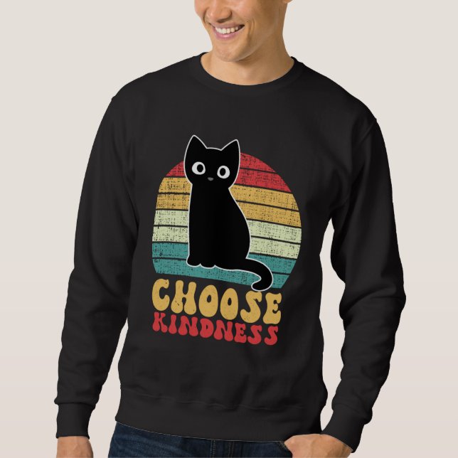 Sweatshirt Anti Bullying Rainbow Peace Kind Hippie Cat Choose (Devant)