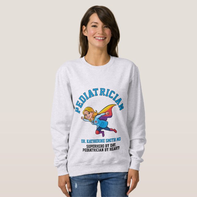 Sweatshirt antistress pediatric doctor therapy superhero fun (Devant entier)