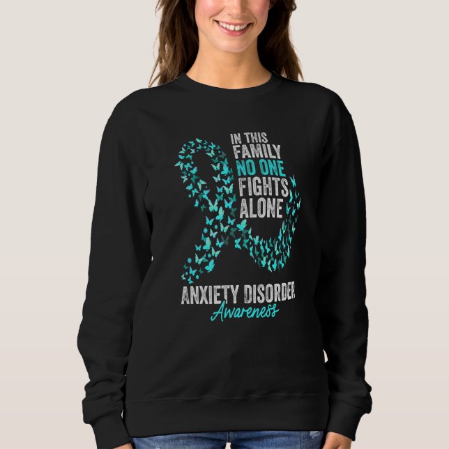 Sweatshirt Anxiety Disorder Awareness Month Butterflies Teal  (Devant)