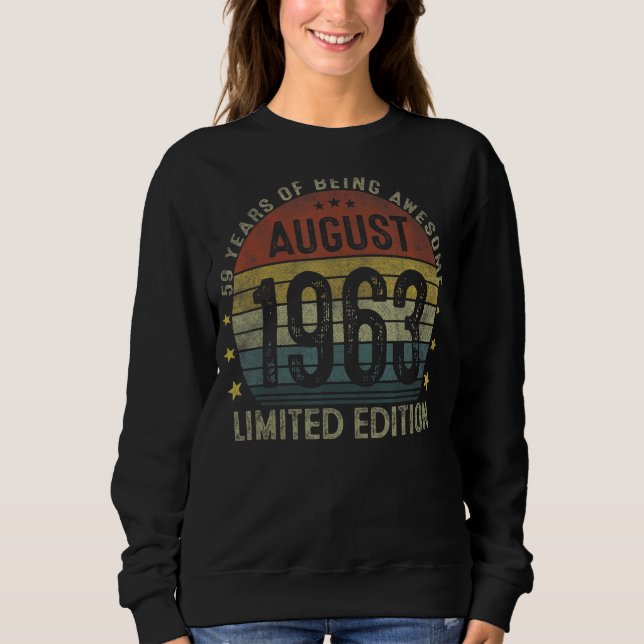 Sweatshirt Août 1963 59e anniversaire 59 ans (Devant)