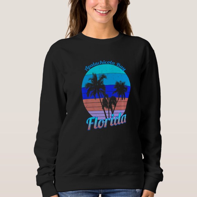 Sweatshirt Apalachicola Bay Florida Retro Tropical Palm Trees (Devant)