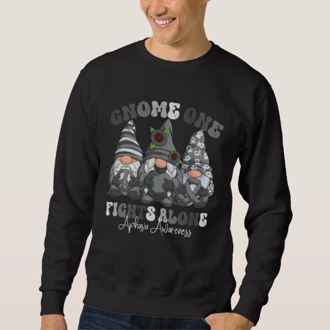 Sweatshirt Aphasia Awareness Month Gray Ribbon Gnomies (Devant)