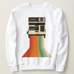 Sweatshirt Appareil photo rétro avec impression arc-en-ciel
