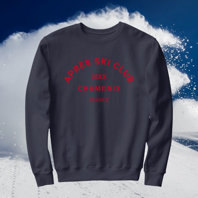 Sweatshirt Après Ski Club Hiver Rouge Ski Resort Crest Hommes (Créateur téléchargé)
