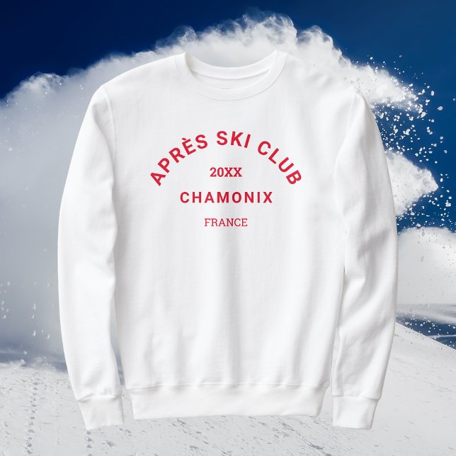 Sweatshirt Après Ski Club Red Ski Resort Crest Mens White (Créateur téléchargé)