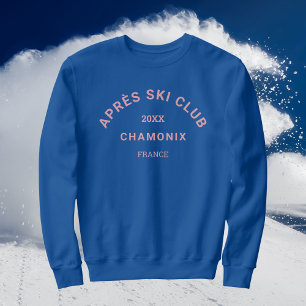 Sweatshirt Après Ski Club Winter Pink Ski Resort Crest Womens