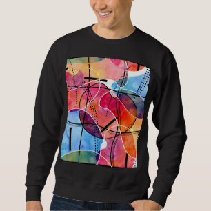 Sweatshirt Aquarelle Abstraite Motif noir blanc