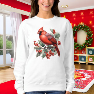 Sweatshirt Aquarelle cardinale de Noël festive
