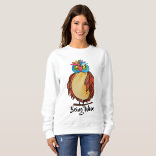 Sweatshirt Aquarelle Chouette magique avec plumes arc-en-ciel